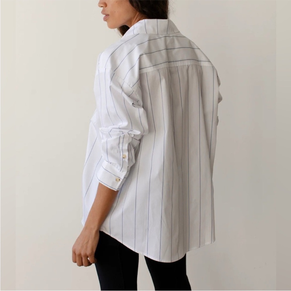 DONNI The Pop Shirt - Navy Pinstripe - Picture 3 of 6